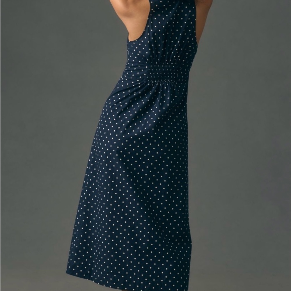 Maeve Navy Midi Dress with White Dots - Picture 3 of 3